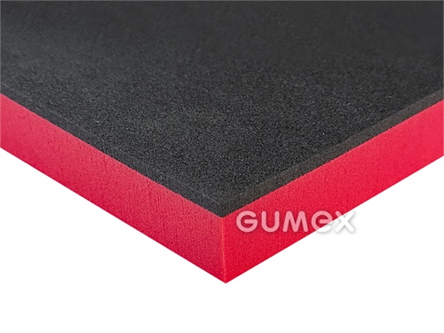 Viacvrstvová penová doska LD33 SHADOW BOARD, hrúbka 33mm (5+28), 2000x1000mm, neformátovaná, hustota 33kg/m3, LDPE, -5°C/+95°C, čiernočervená